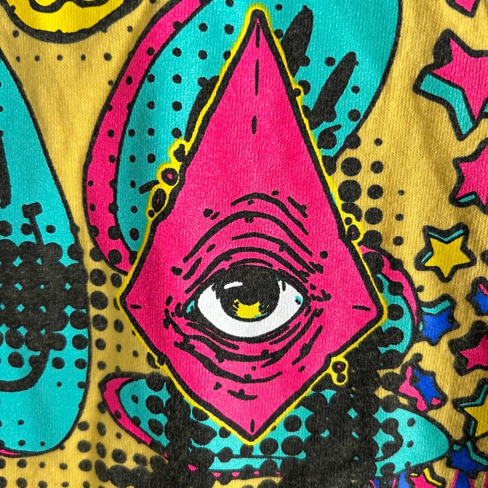 Sugarhill Brainwashed LA Yellow Graphic Print Skull T-Shirt LG Streetwear Trippy - Picture 12 of 13
